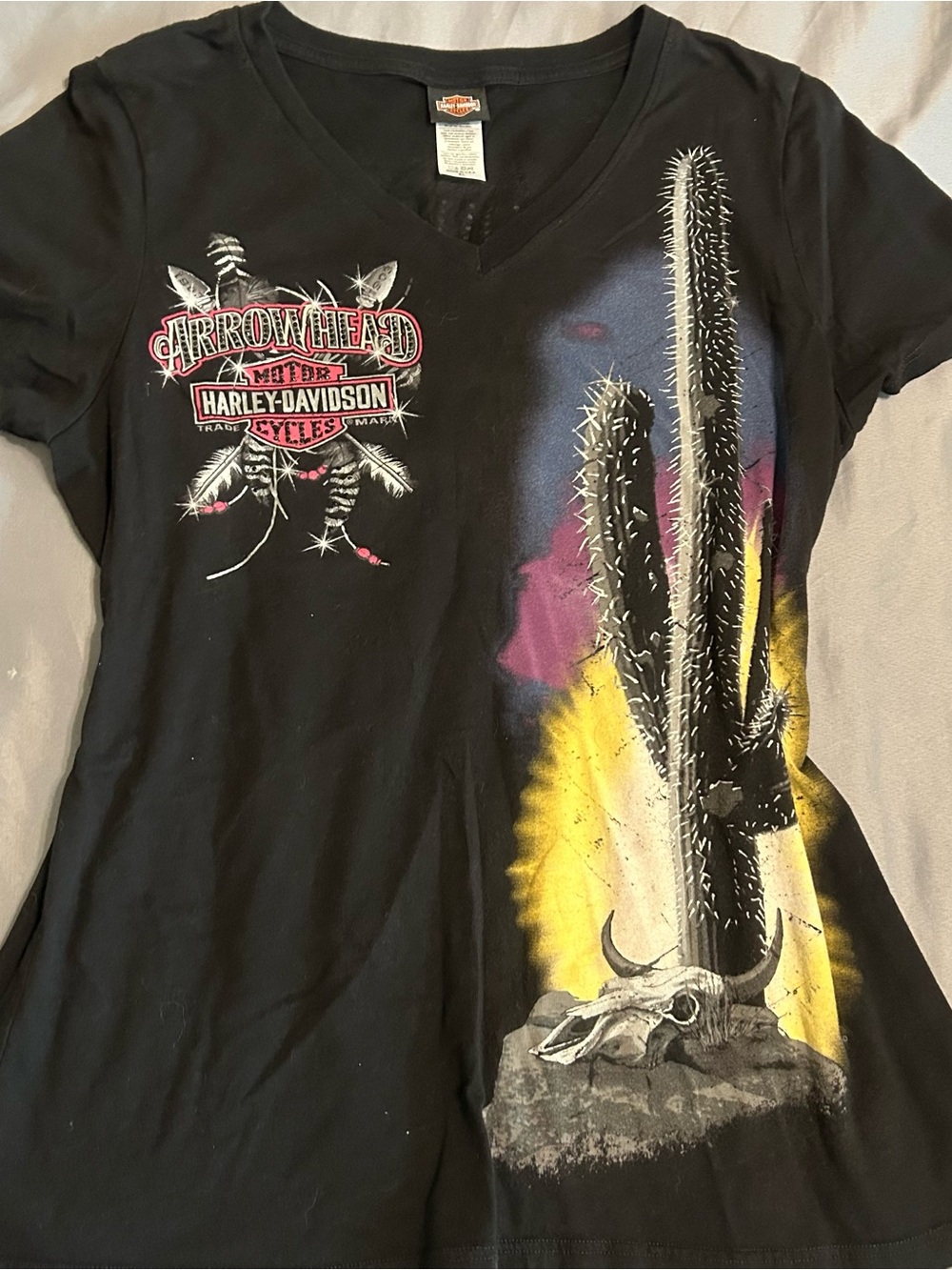 Harley-Davidson Black Cactus Graphic V-Neck Tee